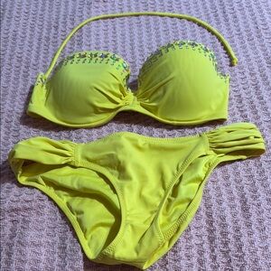 Victoria's Secret Vibrant Yellow Bikini with Sparkles 34c/S
